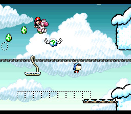 The cartoony backgrounds make Yoshi's Island a thing of exceptional beauty.
